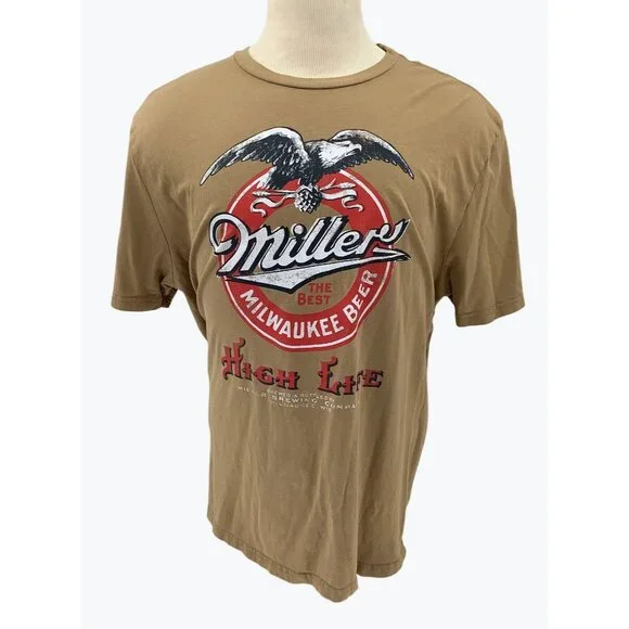 Miller High Life Milwaukee Beer Graphic T-Shirt Brown XXL 100% Cotton - Picture 2 of 5